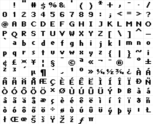 FFF Neostandard Bold Regular Character Map FFF Neostandard Bold Regular Character Map