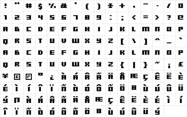 FFF Planeta Bold Regular Character Map