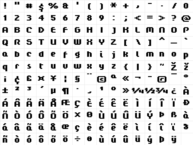 FFF Regency Bold Extended Regular Character Map FFF Regency Bold Extended Regular Character Map