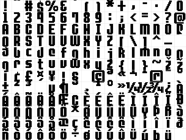 FFF Spacedust Regular Character Map