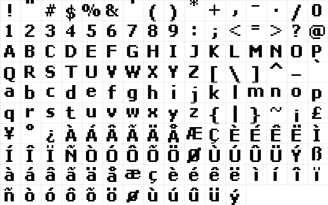 FFF Star Bold Condensed Regular Character Map FFF Star Bold Condensed Regular Character Map