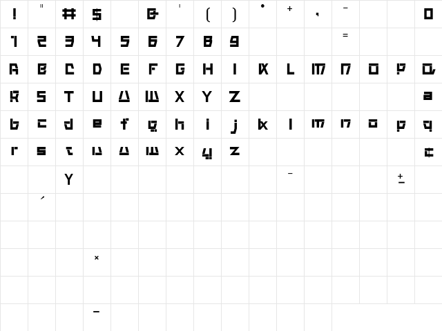 FF Ghost Regular Character Map