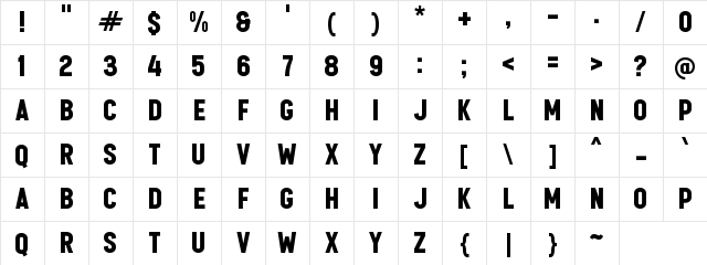 f Finish Regular Character Map
