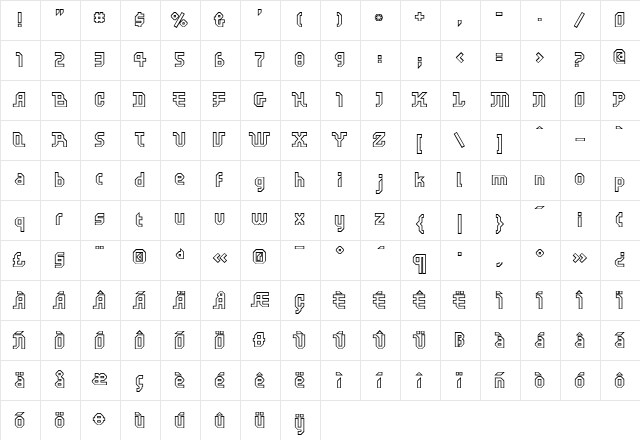 FFScratchOutline Regular Character Map FFScratchOutline Regular Character Map