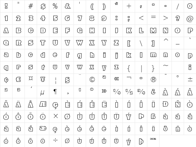 FFX Block Outline Regular Character Map