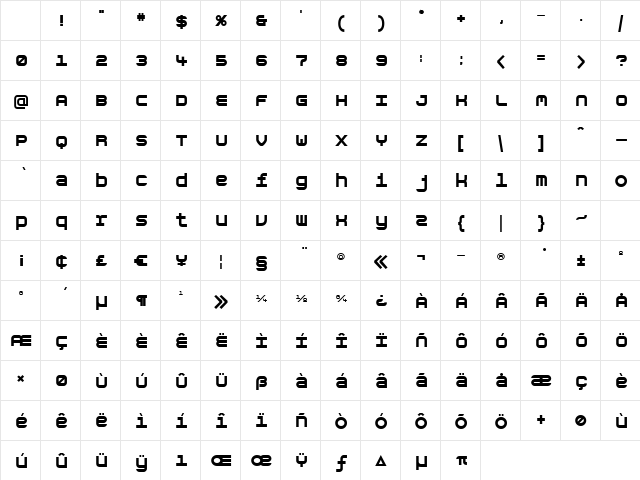 AspirinOverdose Regular Character Map AspirinOverdose Regular Character Map