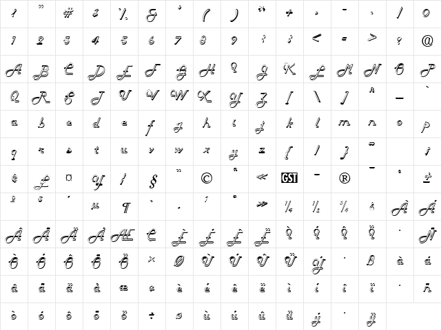 Fifties Hollow normal Character Map