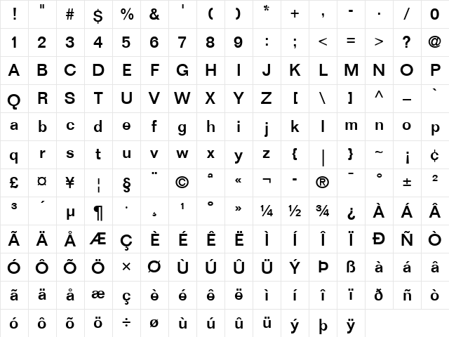 Folio LT Medium Regular Character Map