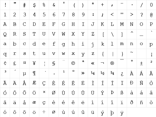 Final Draft Heavy Regular Character Map