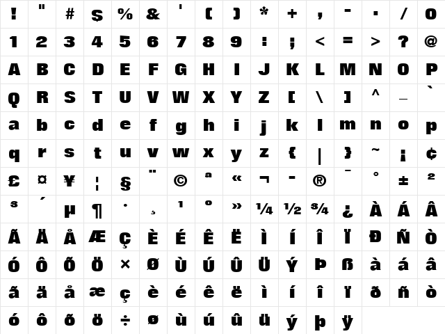 Folio LT Medium Bold Character Map