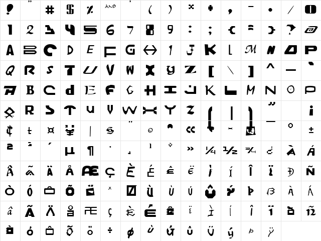 Amalgam Regular Character Map