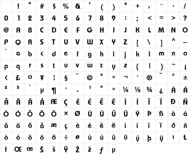 Bauhaus LT Demi Regular Character Map Bauhaus LT Demi Regular Character Map