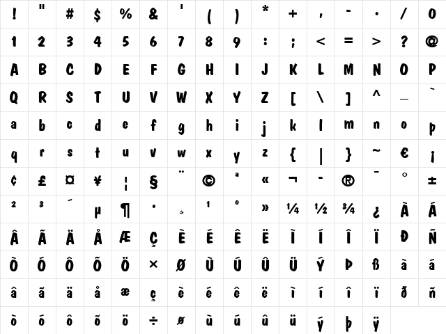 DomCasual LT Bold Character Map DomCasual LT Bold Character Map
