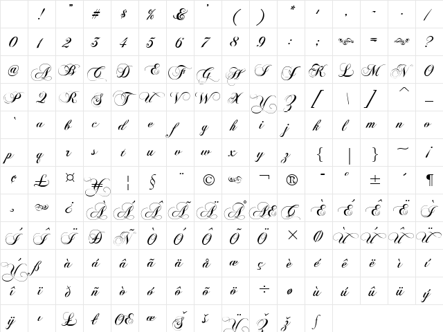 Flaemische Kanzleischrift Regular Character Map Flaemische Kanzleischrift Regular Character Map