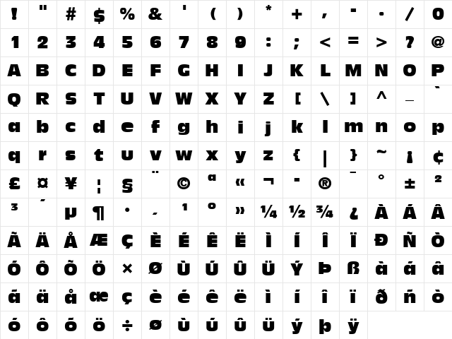 AntiqueOlive LT Compact Regular Character Map