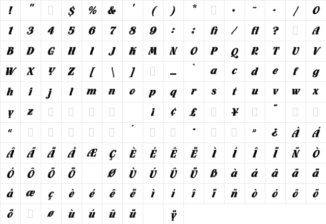 Flamenco Inline LET Plain Character Map
