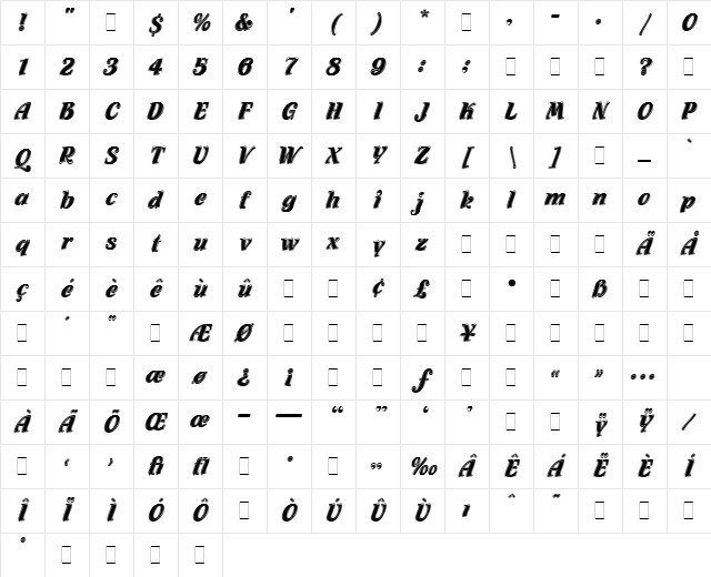 Flamenco Inline Plain Character Map Flamenco Inline Plain Character Map