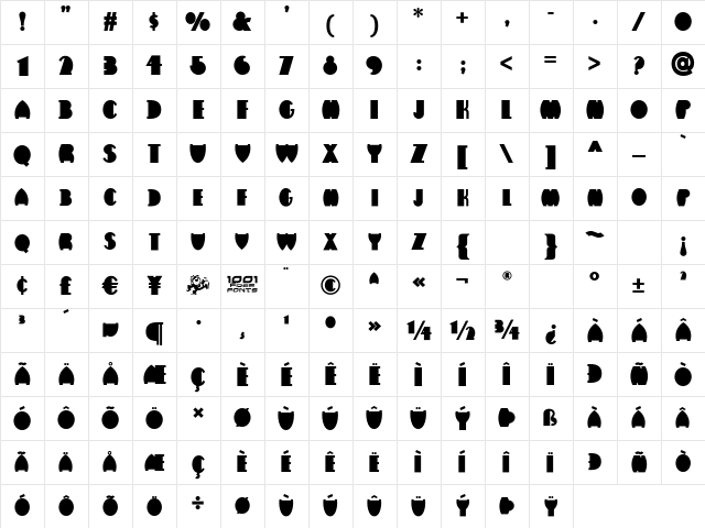 Flatiron NF Regular Character Map