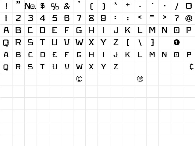 Amarillo Lhf Regular Regular Character Map
