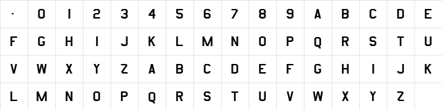AmarilloUSAF Regular Character Map