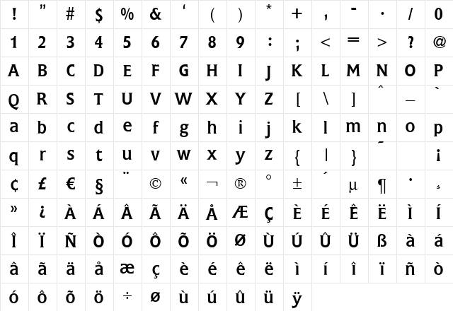 Fleming Regular Character Map Fleming Regular Character Map