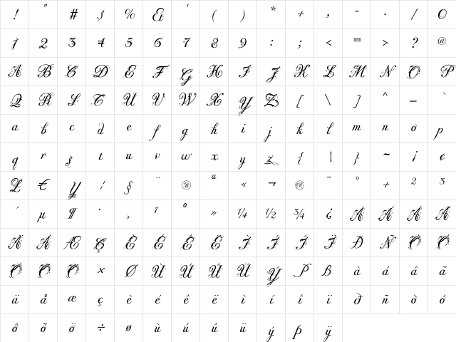 Fleurie Regular Character Map