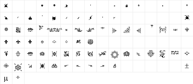 Fleurons Regular Character Map