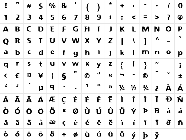 Flexure Regular Character Map