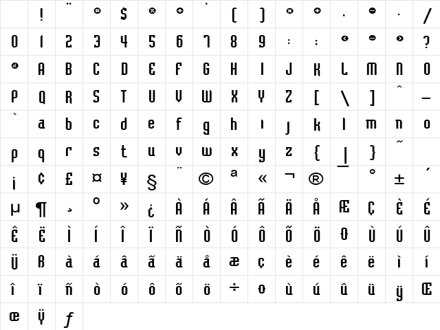 Flintstone Extended Normal Character Map Flintstone Extended Normal Character Map
