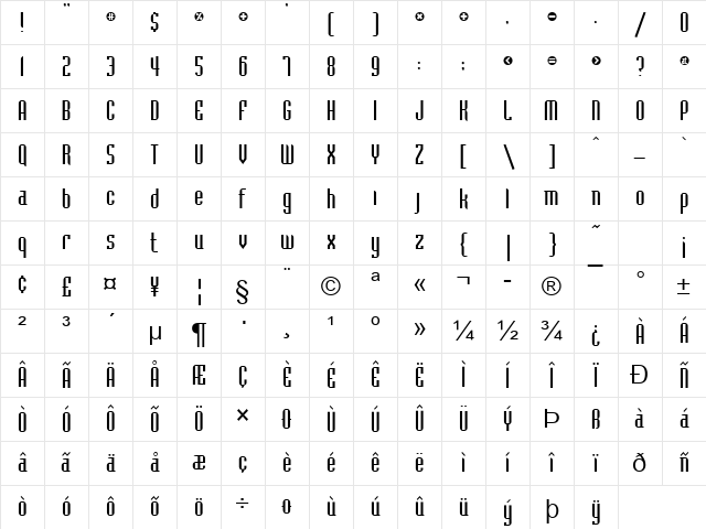 Flintstone Normal Character Map