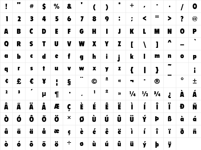 Flipper-Cd Bold Character Map