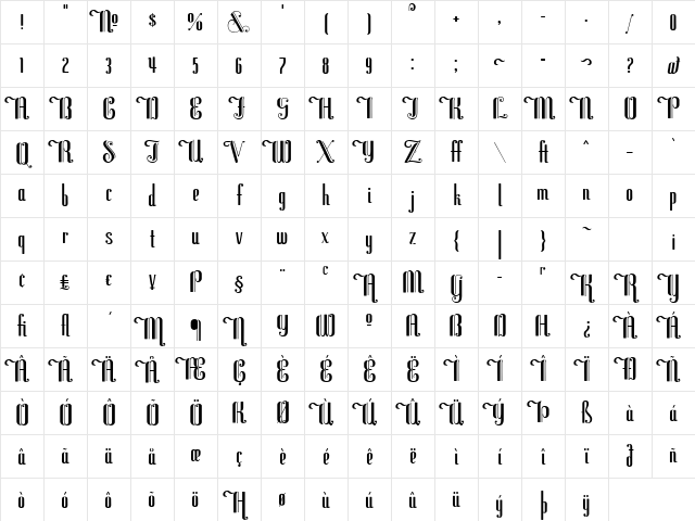 Flirt Deco Regular Character Map