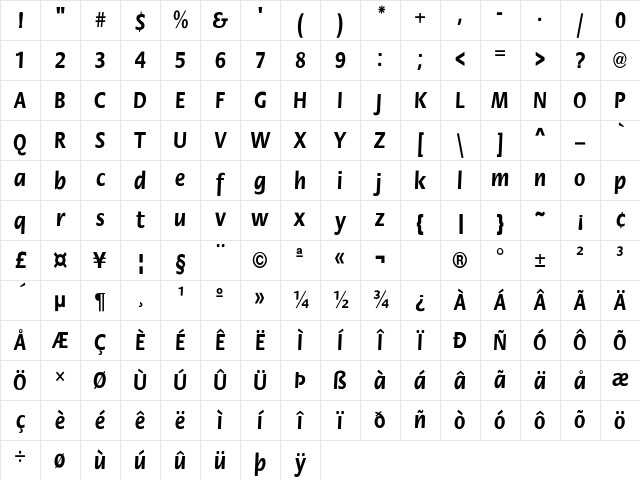 FloraCnd-Bold Regular Character Map
