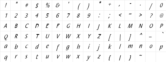FloraCndObl-Nor Regular Character Map