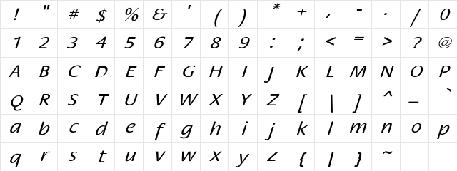 FloraExtObl-Nor Regular Character Map FloraExtObl-Nor Regular Character Map