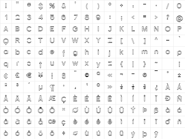 Florencesans Outline Regular Character Map