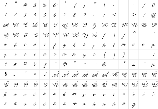 Amaze D Italic Character Map