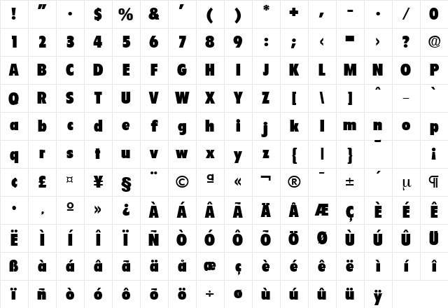 Florida-Serial-Black Extra Heavy Character Map