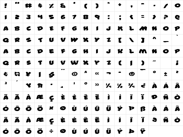 #44 Font Expanded Expanded Character Map