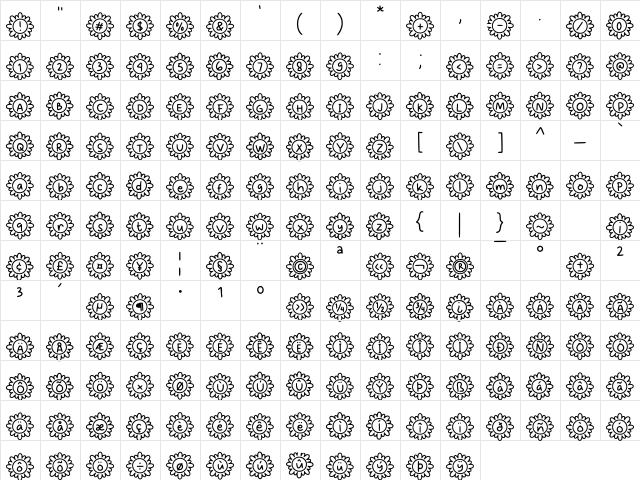 Flowery Regular Character Map
