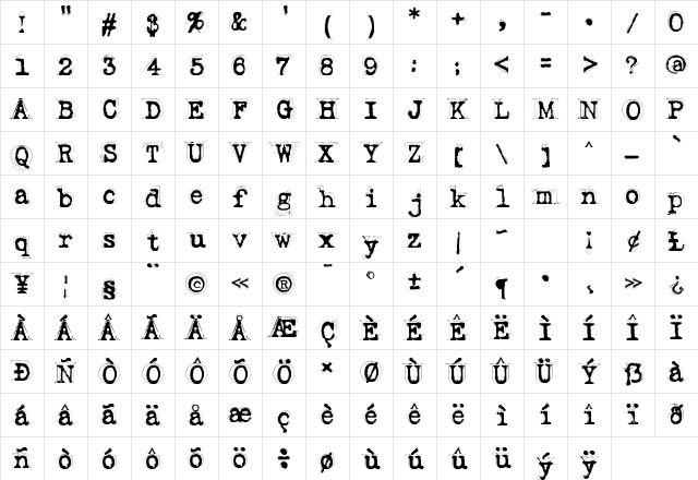 Fluoxetine Regular Character Map