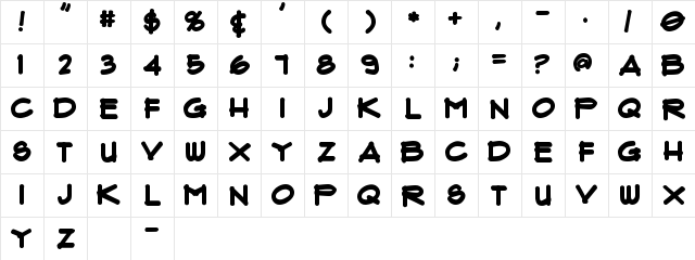 Flux Bold Character Map