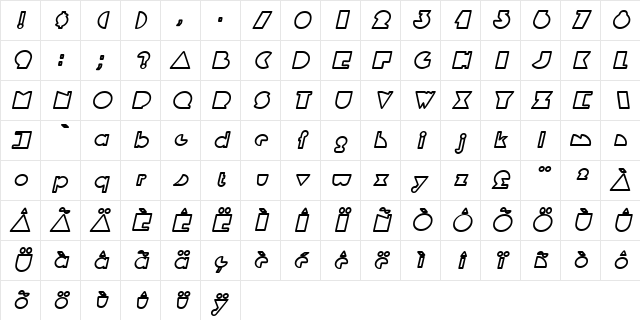 Flying Lines Bold Italic Character Map