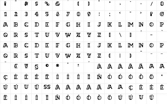 Flyman Regular Character Map Flyman Regular Character Map