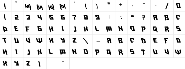 AmazObitaemOstrovLeftalic Regular Character Map