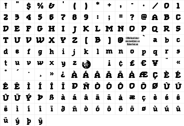 Foam Bold Regular Character Map