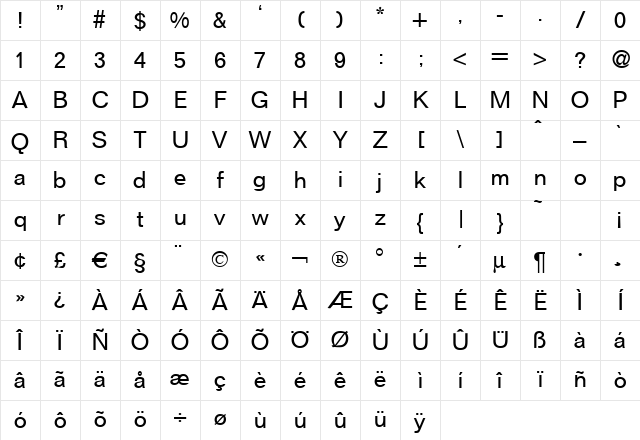 Focus Regular Character Map Focus Regular Character Map