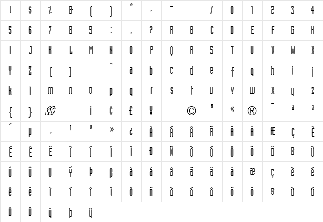 Assembly Outline SSi Regular Character Map