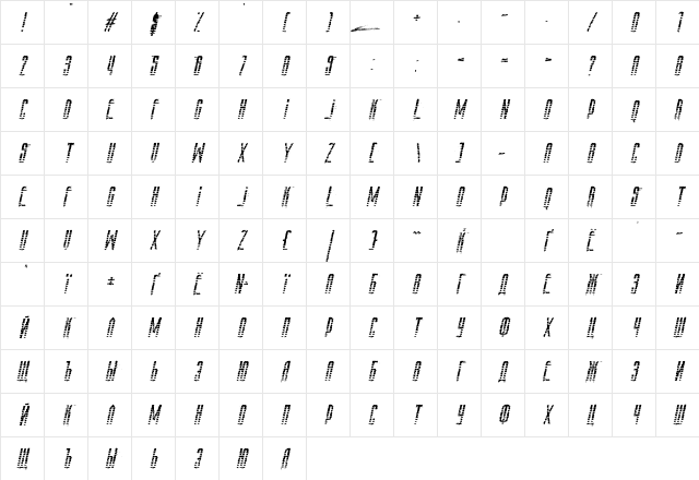 AmazS.T.A.L.K.E.R.Italic Regular Character Map