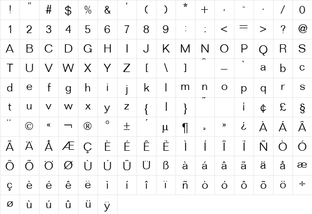 FolderLightDB Normal Character Map